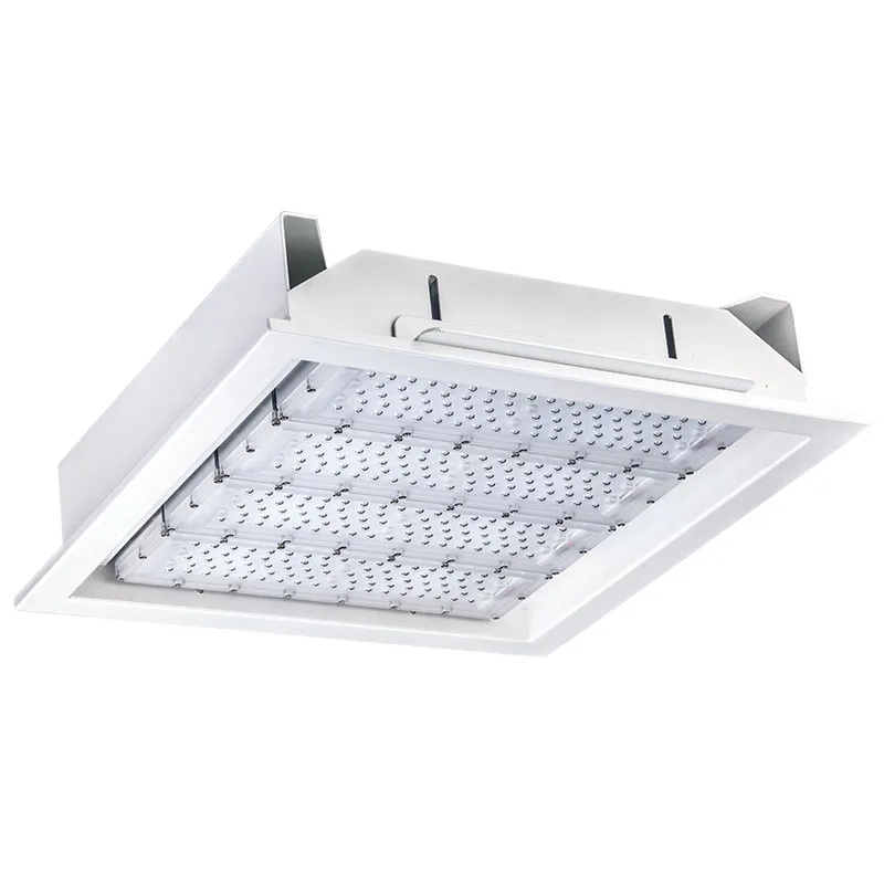 ZGSM IP65 IK10 CE RoHS 60W 100W 120W 150W  200W 240 watt LED Recessed Canopy Gas Station Lights with 7 years warranty