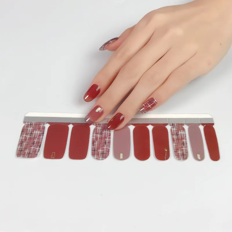 

2021 Customize 20 Waterproof False Nail Wraps 3D Gilded Manicure Art Nail Polish Stickers, As image show