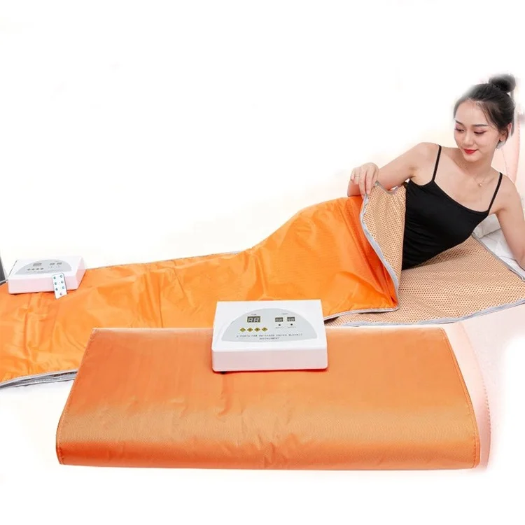 

portable 3 zone far infrared sauna blanket for weight loss detox sauna blanket blanket slimming, Orange