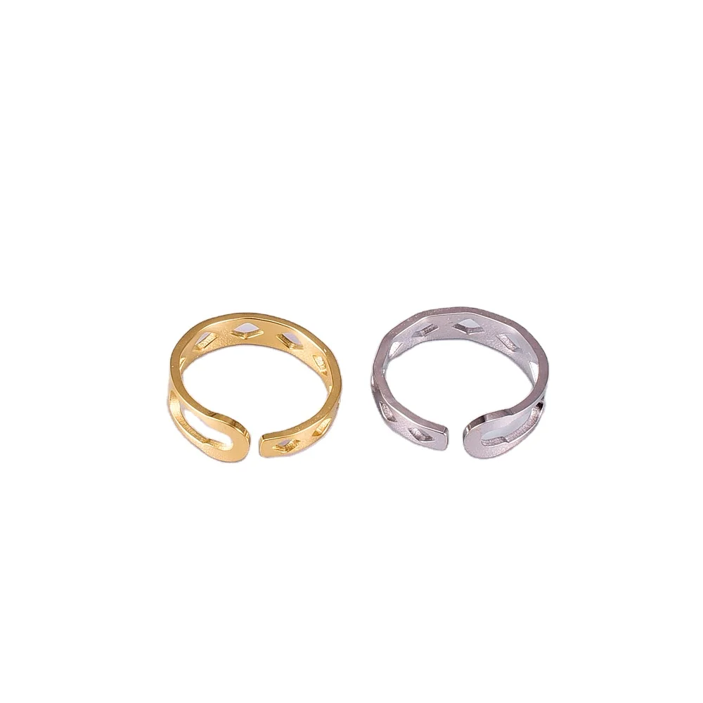 

Trendy Ring Jewelry Gold Plated Stainless Steel Link Micro Chain Link Hollow Rings