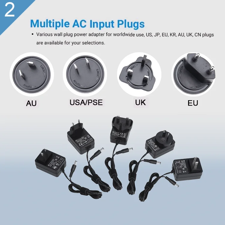 
Universal US USA Plug Wall Mount Switching Power Supply Adapter AC DC 3V 4.5V 5V 6V 7.5V 9V 12V 1A 2A 