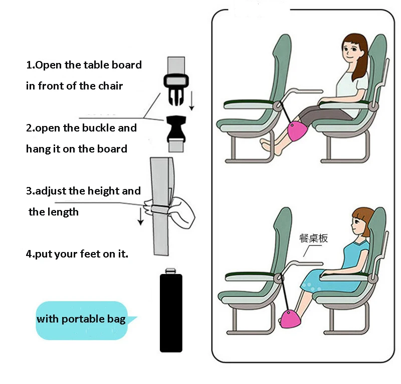 Oot Rest,Portable Travel Plane Footrest,Flight Carryon Leg Hammock