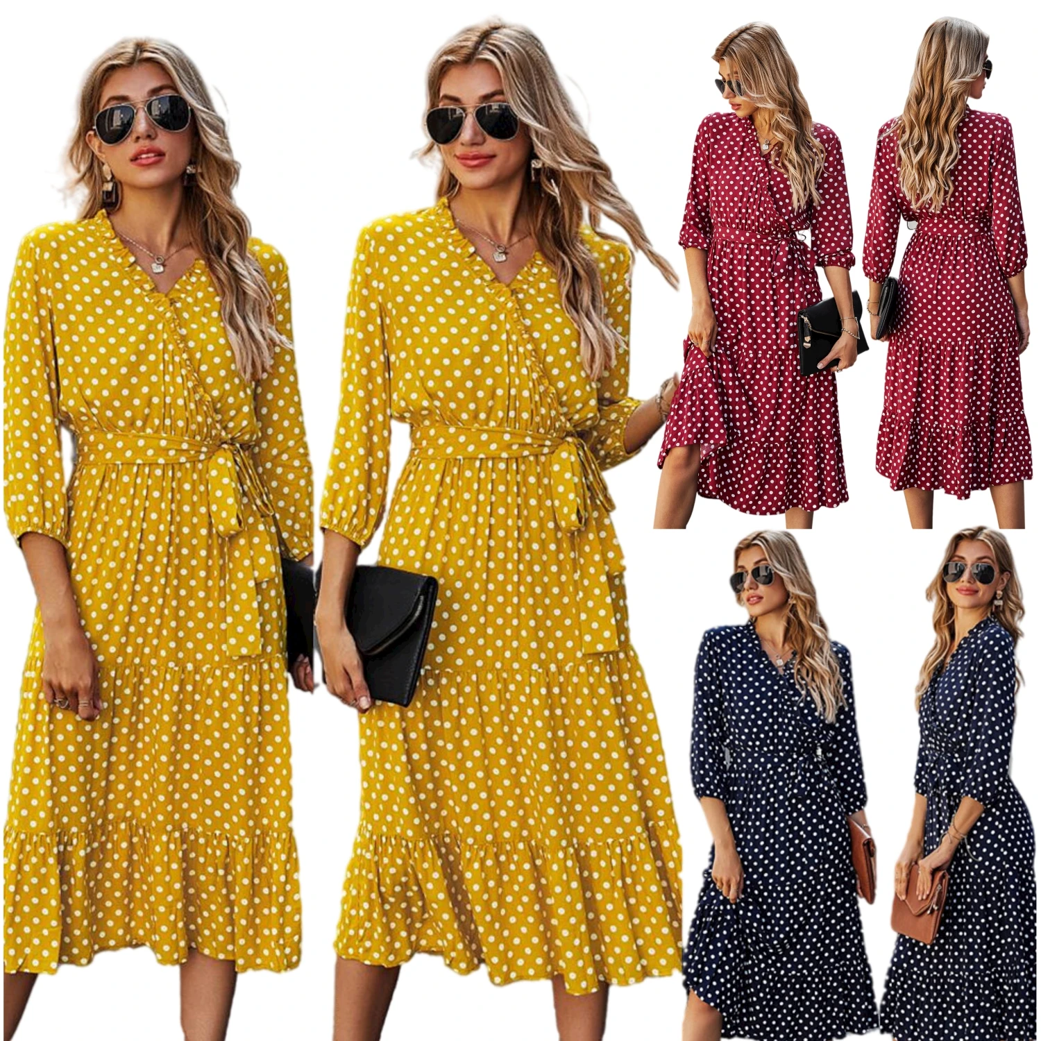 

2021 spring and summer classic polka dot print dress women