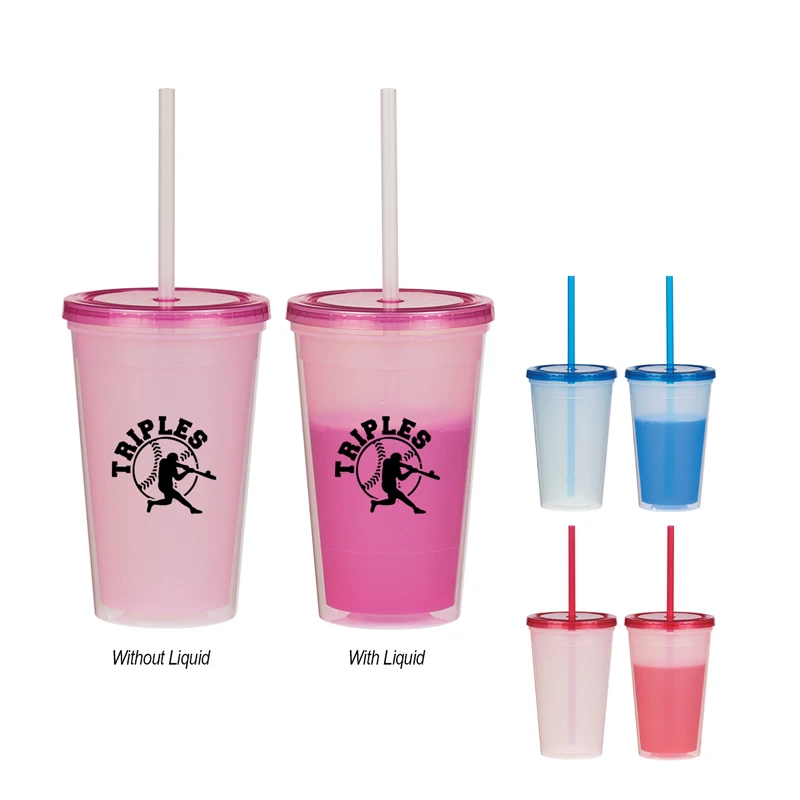 

Color Changing 16oz Cold Cups Reusable Cups, Lids and Straws Summer Coffee Tumblers Summer Cups