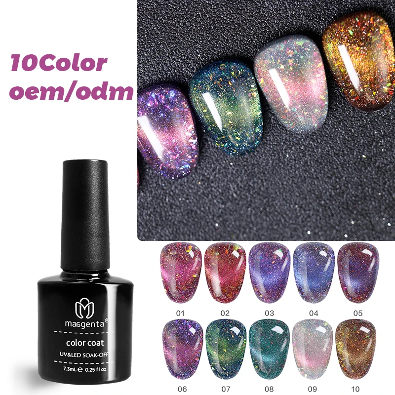 

new design TOP quality glitter rainbow cat eye gel polish high pigment OEM private label