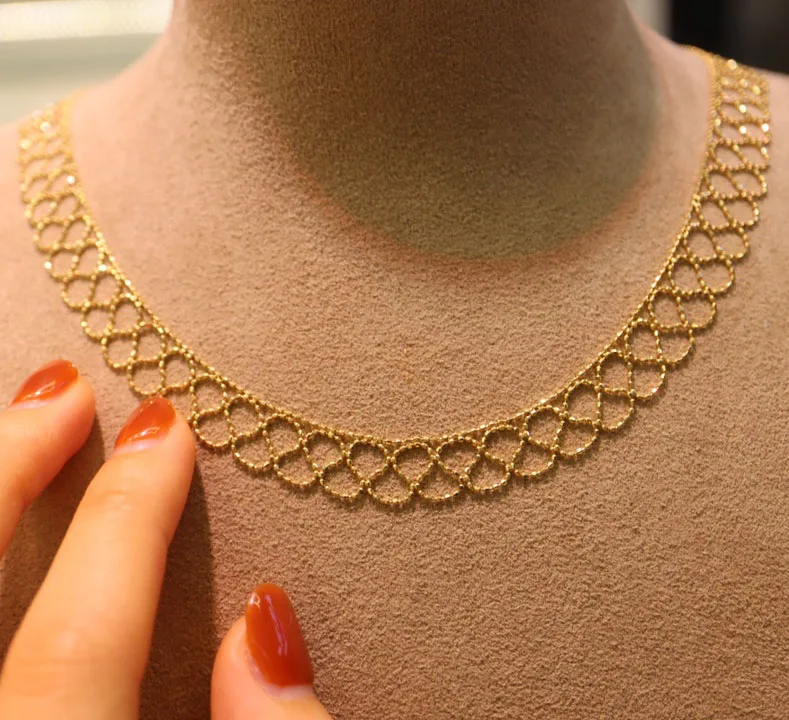 

Fashion Pure 18k Gold Chain Necklace Women Ladies Bridal Engagement Wedding Jewelry