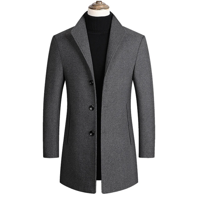 

Wholesale Classic Men wool overcoat warm winter long mens trench coat overcoat men