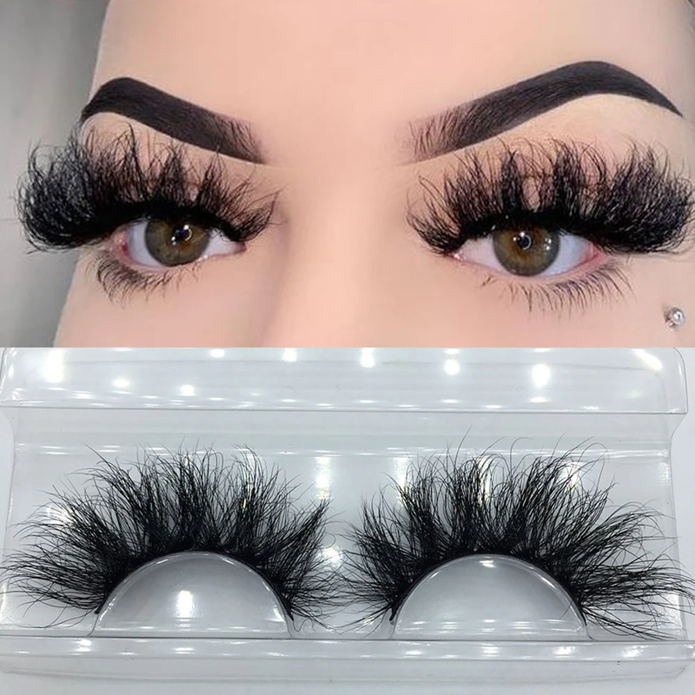 

Super Fluffy 25MM 3D Mink Eyelash Custom Logo Eyelash Case Extra Dramatic Long Thick Curl Mink Eyelashes, Natural black