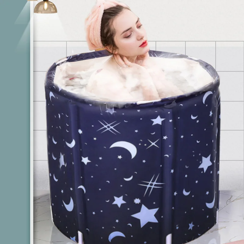 

family thickened folding clip cotton portable adult bathtub, Blue