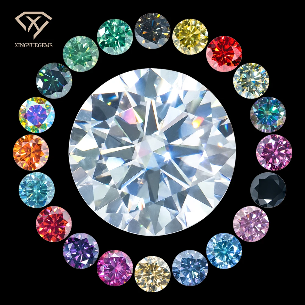 

Best gra vvs 3mm-15mm white vermeil grey yellow colored stone champagne red green blue pink black loose mossanite moissanite