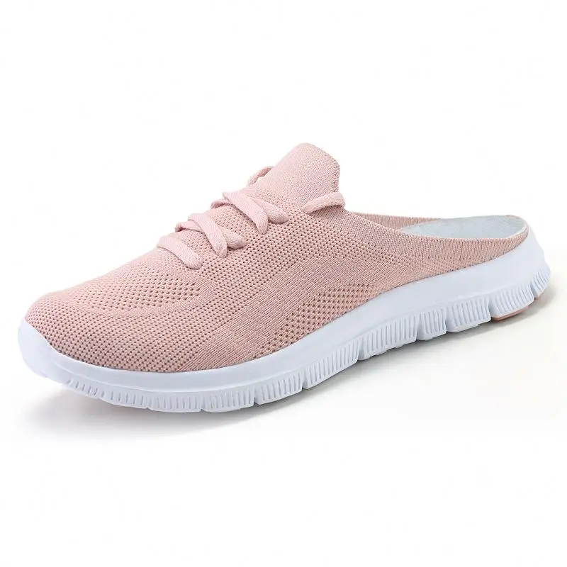 

Wholesale Cheap Slip-on Women Flat Casual Shoes Loafer Breathable Women Mule Sneakers, Pink/black
