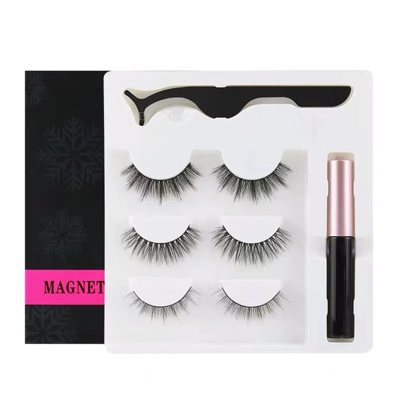 

magnetic eyelashes with 3 pieces magnets 3d wholesales lashes vendor silk eyelashes no need glue