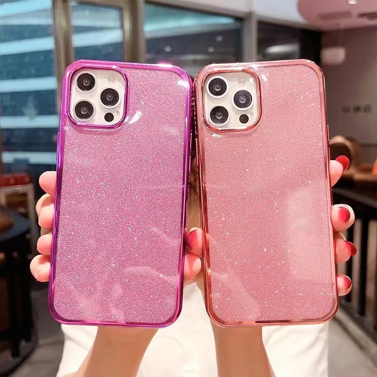 

Trending glitter 2 in 1 clear phones covers diamond frame for iphone 11 12 13 pro max phone case 13 Pro, Multi