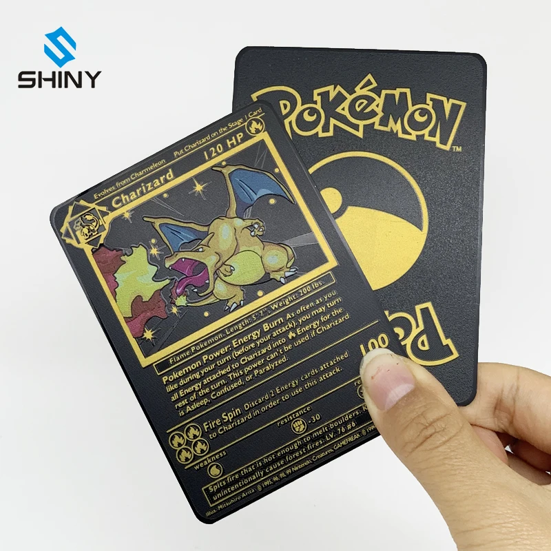 

Factory direct wholesale black Charizard metal game cards custom pokemon cards