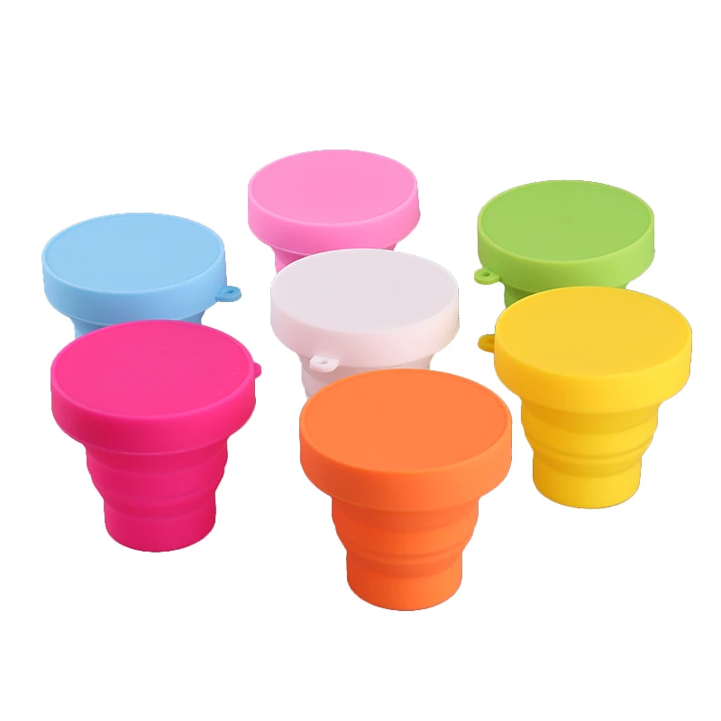 

Lohas Wholesale Silicone Foldable Drink Cup Collapsible Travel Silicon Folding Cup Cover with Cap for Coffee, Customized color