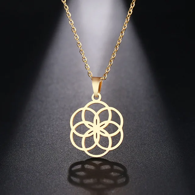 

Stainless Steel Necklace Round Design Pendant Geometric Necklace for Women
