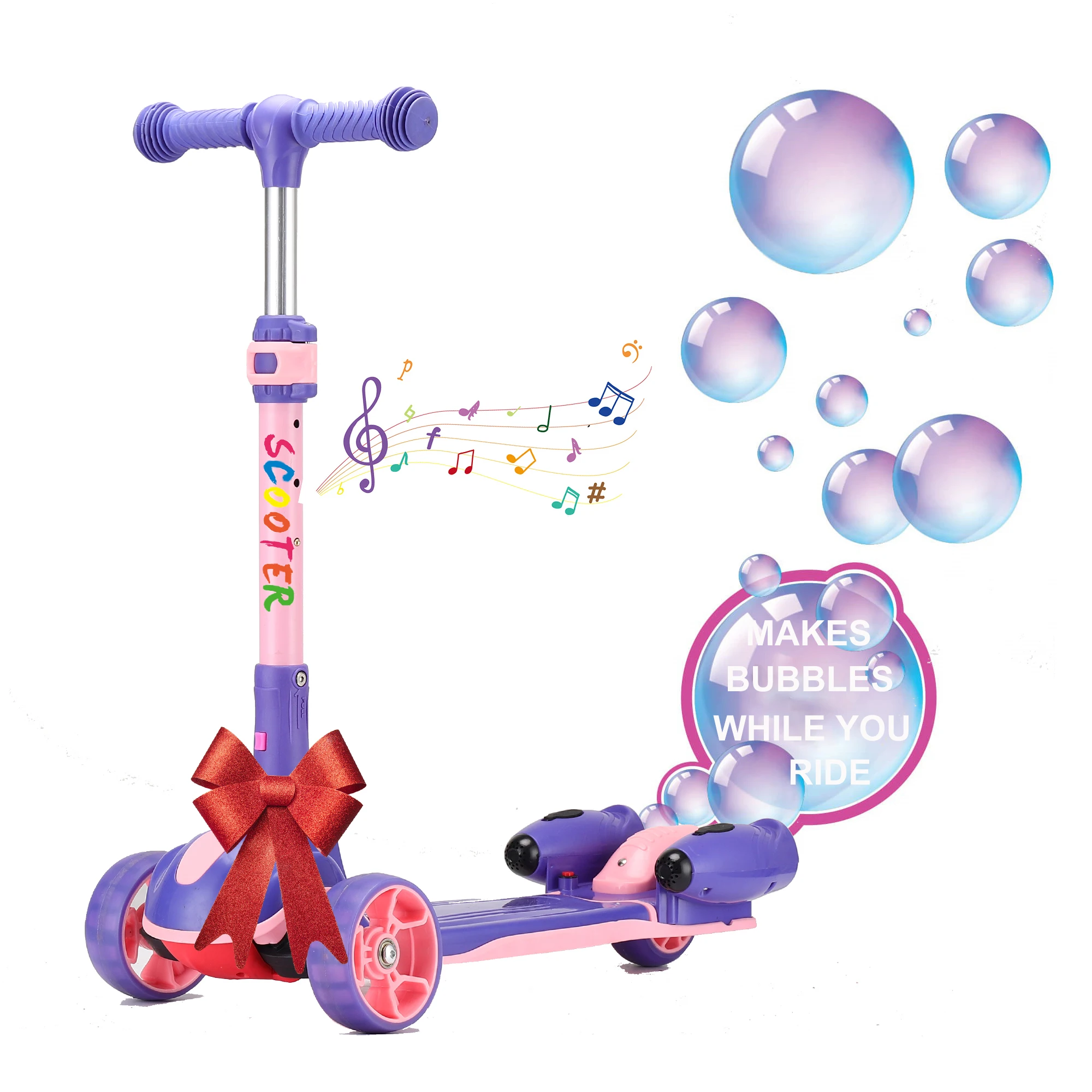 

2022 new model bubble spray 3 pu wheels scooter electric baby toys kids kick foot toddler scooters for children Christmas gift