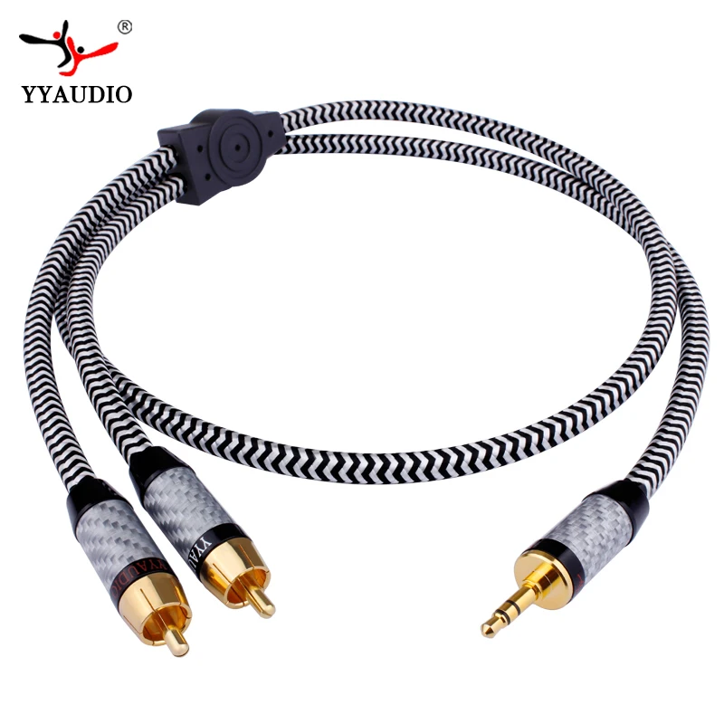 

YYAUDIO Y-9 7N OCC Silver-plated 3.5mm Stereo to 2 RCA Cable Hi-end 3.5mm TRS to Dual RCA Cable