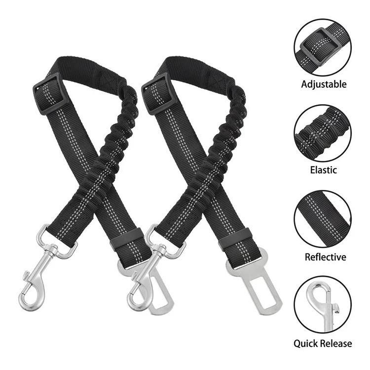 

TCW111 Adjustable Reflective Elastic Bungee Leash Dog Nylon Car Seat Belt , Amazon high quality best pet safety dog cat car belt, As photo