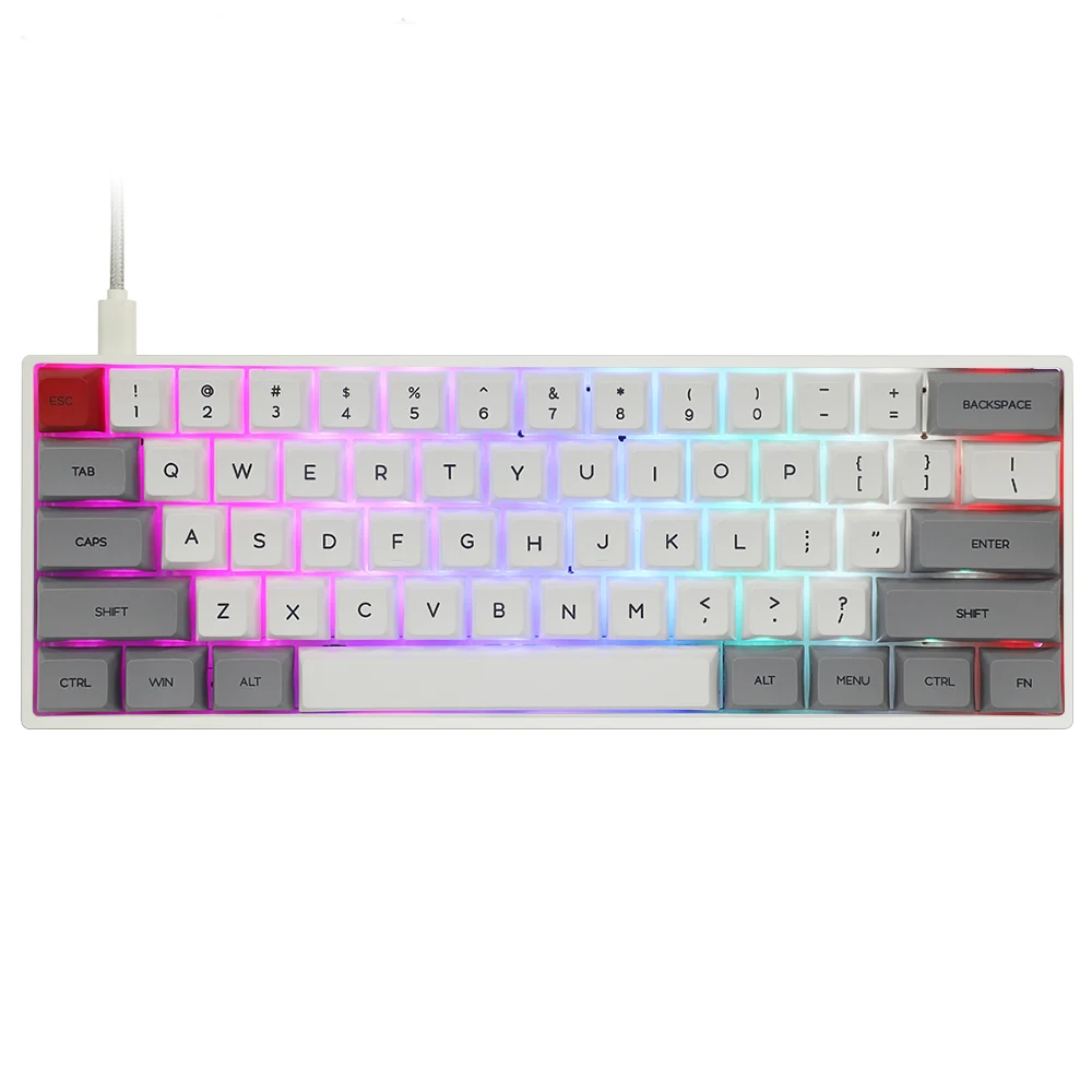 

61 keys Gateron optical switch PBT sublimation color keycap RGB backlit 60% Mechanical Gaming Keyboard, Black with rgb light