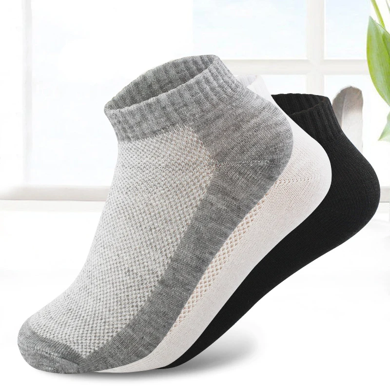 

Summer Breathable Eur 38-43 Cheap Price Solid White Black Grey Thin Mesh Men's Boat Socks Invisible Ankle Socks Men, Custom color