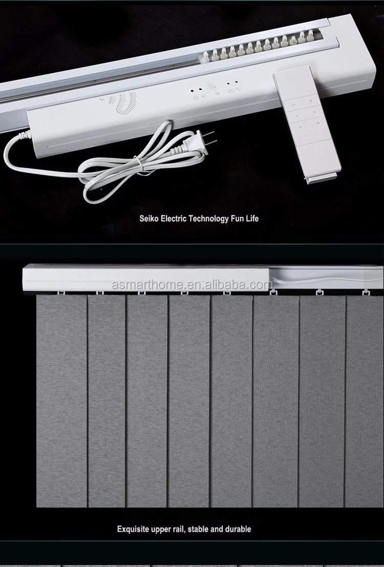 Custom Home Window Vertical Blind Fabric Windproof Remote Control Labor