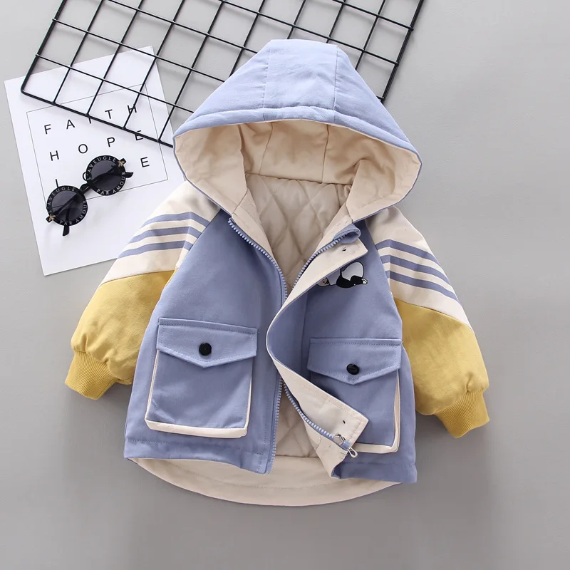 
Sunny Baby Children Plus Velvet Coat 2019 New Autumn and Winter Padded Quilted Jacket 