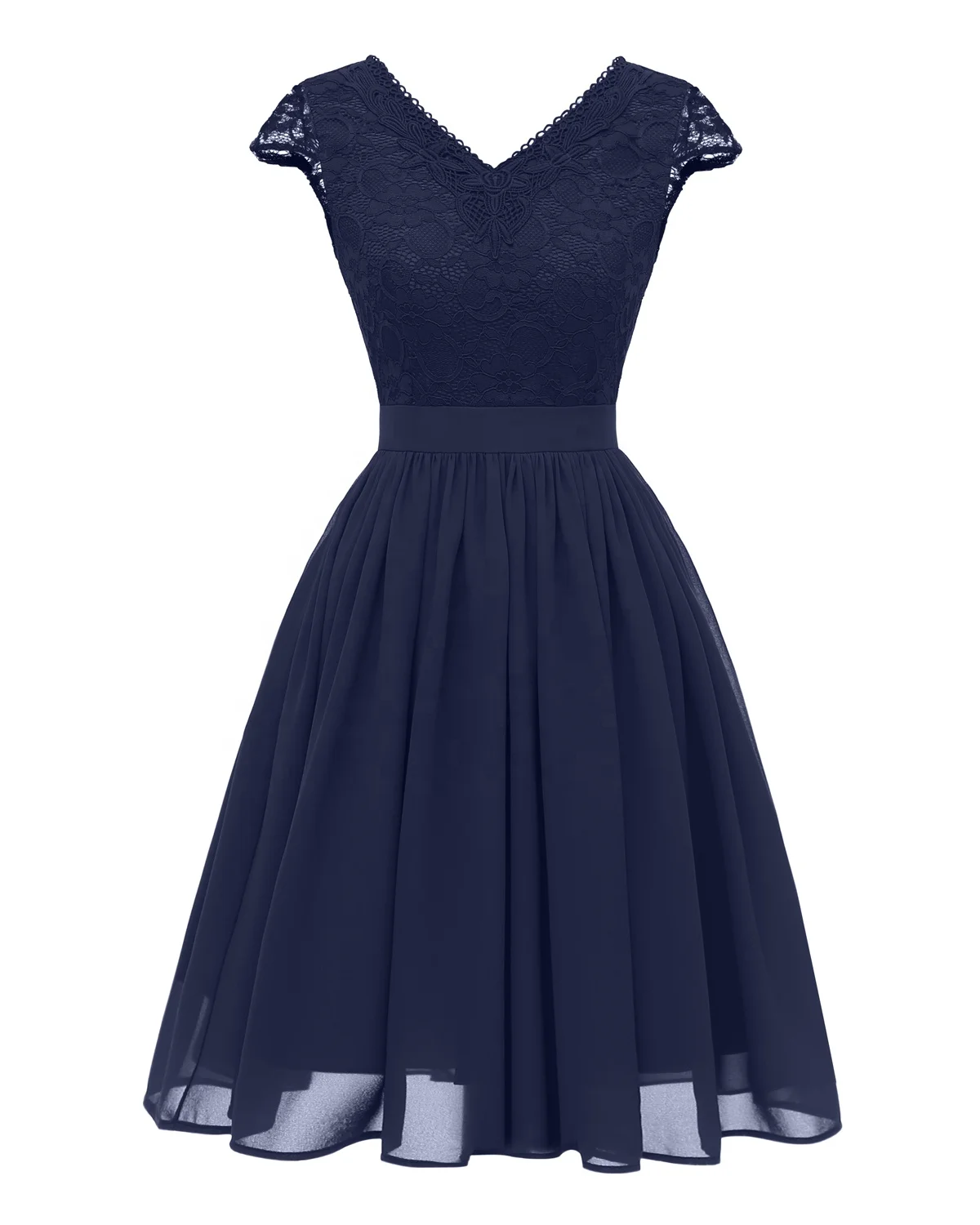 

DN-CD1646 Wholesales Women Retro Swing Sleeve V Back Vintage lace party dress, Picture color
