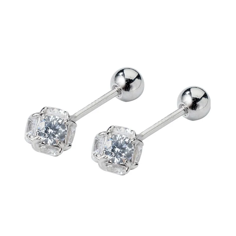 

925 sterling silver cute delicate glossy beads zircon stud earrings women daily wear