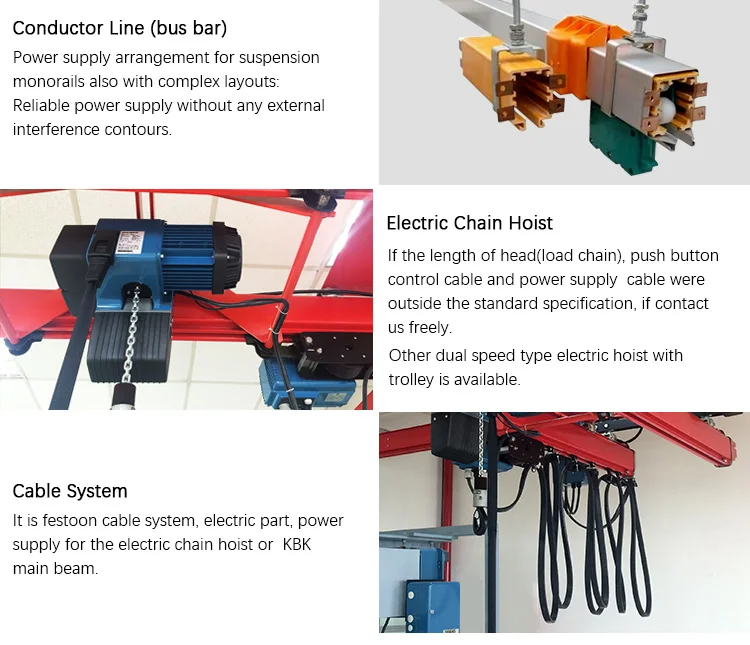 2tons flexible beam light rail kbk overhead crane lifting equipment