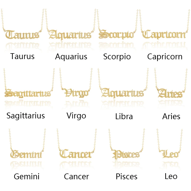 

Gold Plated Star cz Horoscope zodiac pendant necklace bijoux femme, Picture