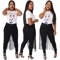 

10086NA Best Price Black Solid Color Long Tassel Pencil-leg Pants Smart Women Denim Jeans 2020