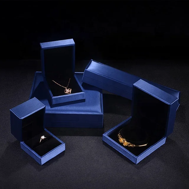 

Xinfly Custom PU Leather Jewelry Box Sets Ring Pendant Bangle Bracelet Packaging, Gold, silver, blue