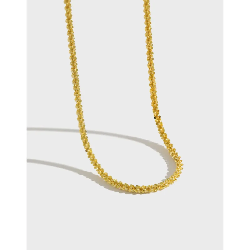 

Simple Style Real Gold Plated Short Gypsophila Chain Clavicle Necklace Pure S925 Sterling Silver Choker Necklace