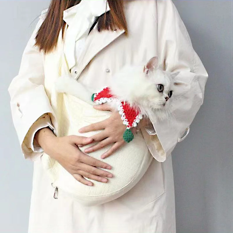 

Outdoor breathable pet shoulder bag pet diagonal cross bag backpack pet carrying bag, White