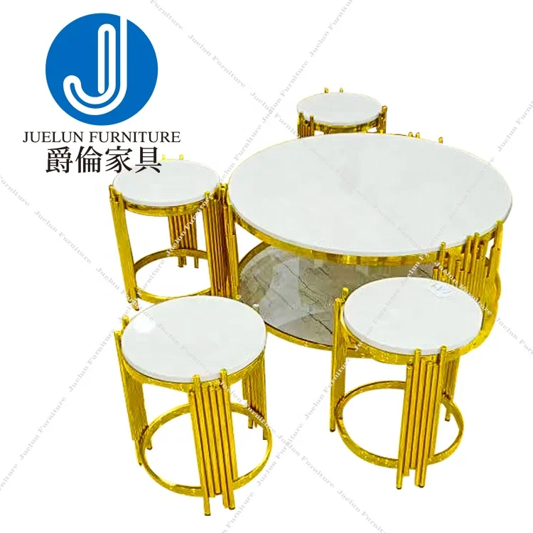 Eco-Friendly material center table living room marble table set round coffee table set