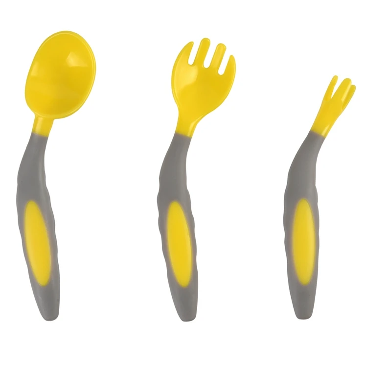 

Baby Spoon Food Grade OEM Wholesale Silicone Baby Feeding Spoon And Fork Set 3pcs Plates And Spoons, Yellow, blue, red