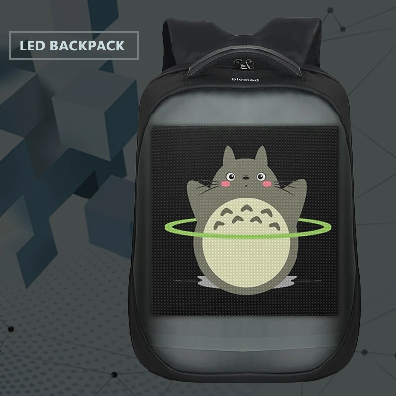 

YZORA APP control waterproof smart LED screen display billboard dynamic backpack, Black