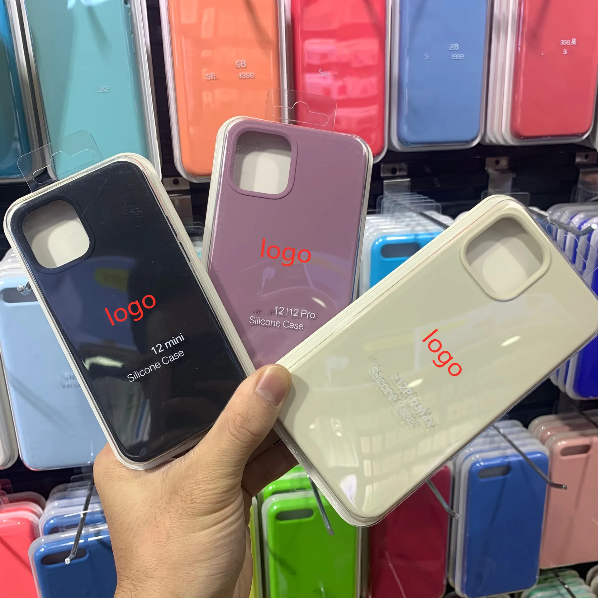 

For iPhone Apple 12 Silicone Case With Customized Logo Liquid Silicone Cover Fiber Inside Silicon Back Cover for iPhone 11, 54 colors