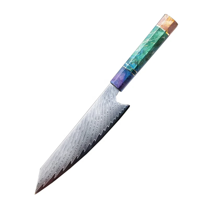 

Carbon Wood Handle Damascus 8 Inch Top Key Sharp Handle Feature Weight Blade Eco Kitchen Knife Chef Knife