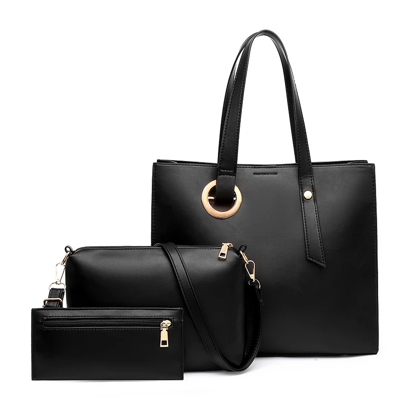 

Fashion Luxury PU Leather Ladies Shoulder Bags Large Designer Tote Bags 3pcs in 1 Purses and Handbags for Women