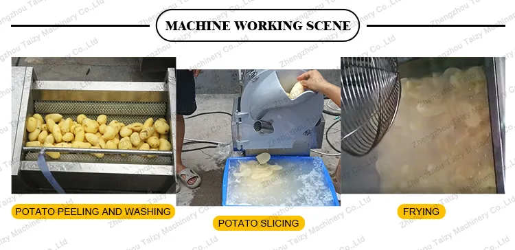 Brush potato washing and peeling machine - Potato chips machine