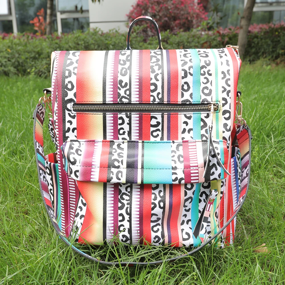 

Wholesale Large Capacity Casual Students School Bag Serape Leopard Backpack Women Multifunction Travel Leather Backpack for Lady