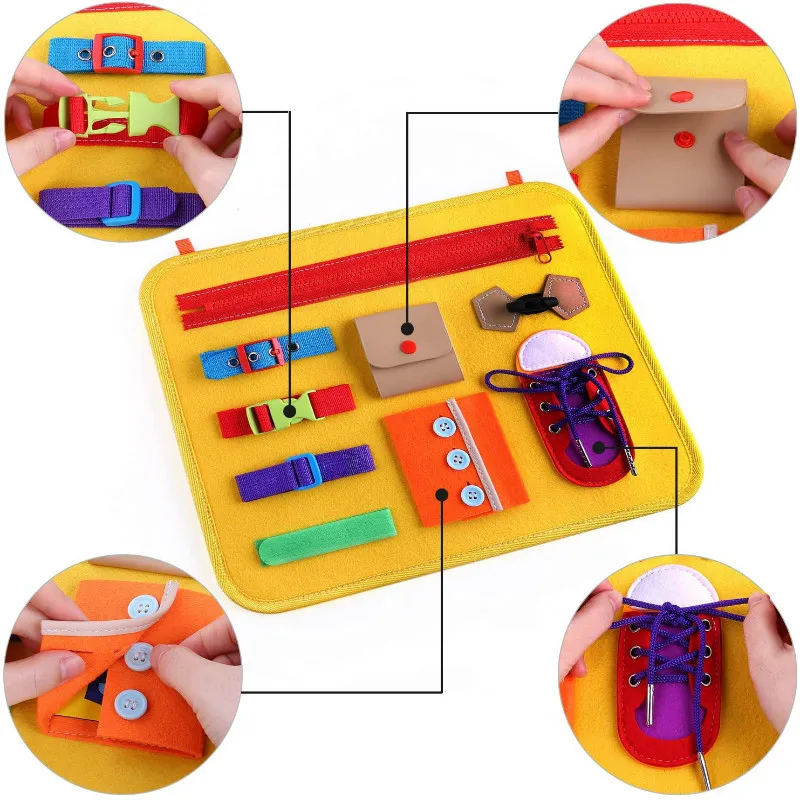 
Toddler Busy Board Montessori Toys Basic Skills Board for kids Educational Toddler Buckle Toys 