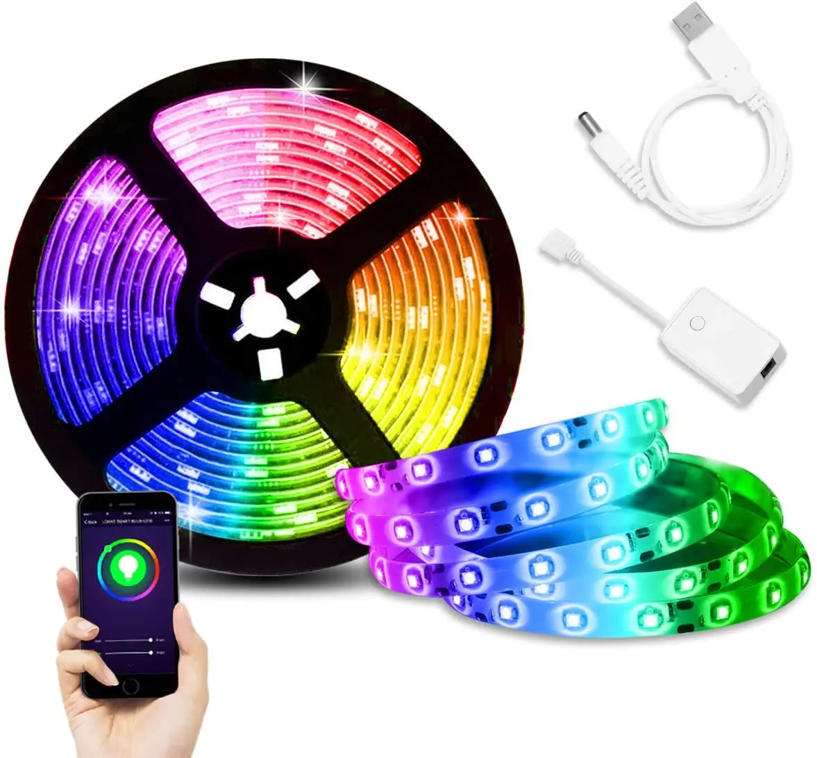 waterproof wifi tuya dimmable app controlled rgb music diy 20m smart led light strips for bedroom