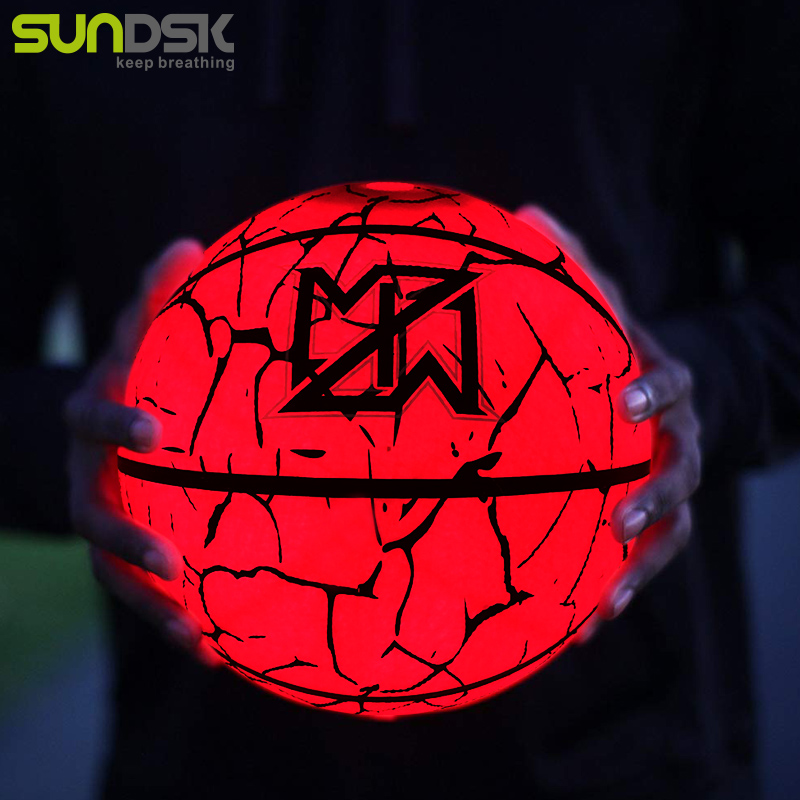 

Size 7 5 3 luminous glow in the dark rubber Led basketball ball for gifts, Customize color