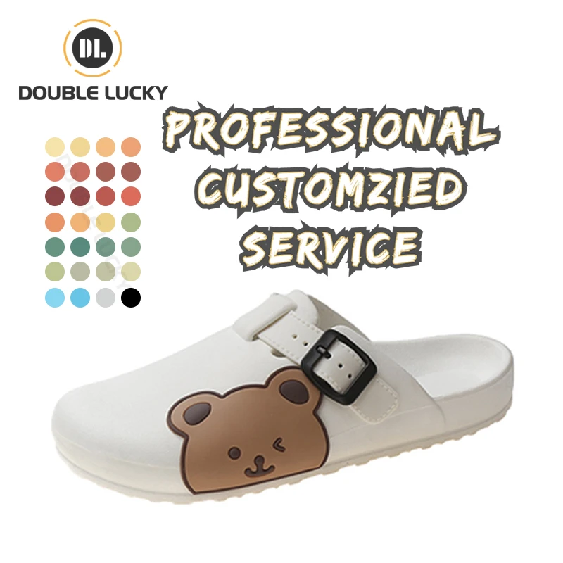 

Double Lucky Cute Cartoon Fashion Students Wear Lazy Slippers Anti-skid Comfortable Soft Soles Indoor Slipper, As the picture or customizable