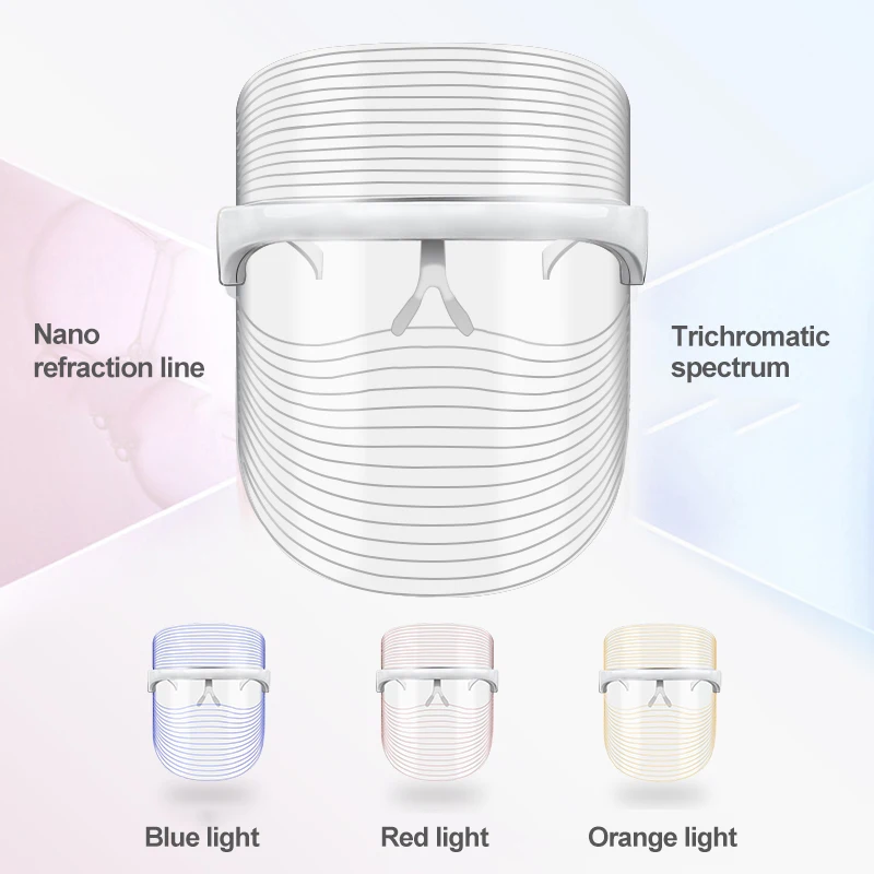 

Rechargeable Skin Care Wrinkle Acne Treatment 3 Color Led Mask Wireless Led Facial Mask Therapy Led Beauty Mask, Clear, white