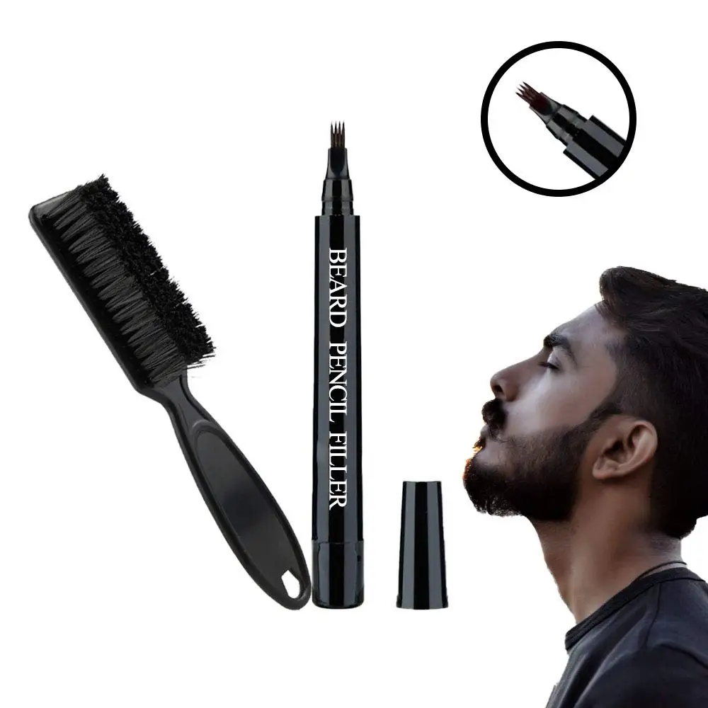 

Wholesale Private Label Custom Waterproof Beard Filling Pen Kit With Brush Beard Filler Pen Dark Brown