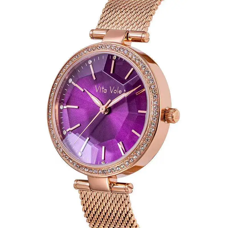 

Vita Vole high accurate fashion vintage luxury quartz crystal women's watch with stainless steel mesh reloj de cuarzo wristwatch